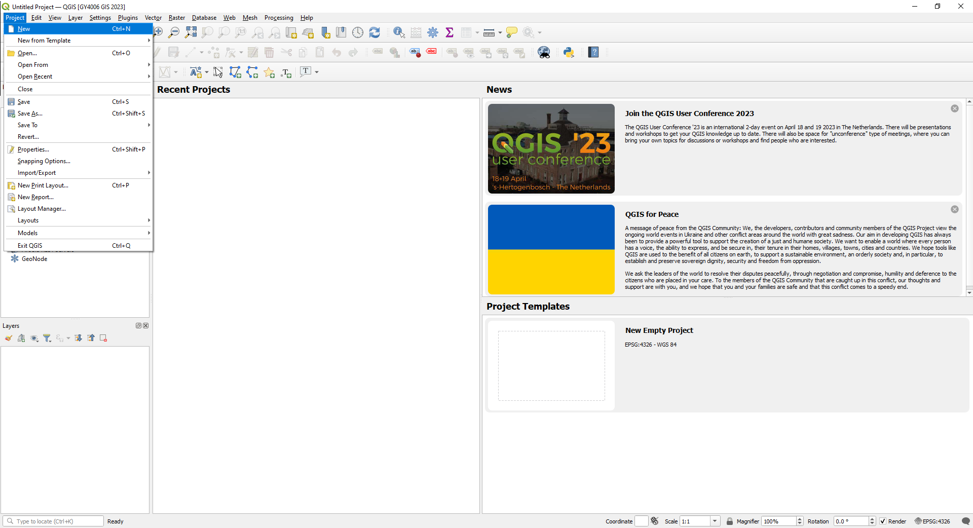 QGIS on first launch